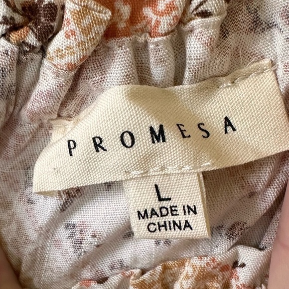 Promesa Sun Garden Floral Off the Shoulder Flounce Mini Dress Size Large - Picture 2 of 4